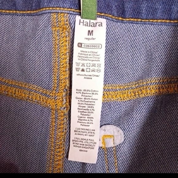 Halara Dark Wash Wide Leg Flare Jeans M High Rise Stretch Denim - Picture 6 of 10